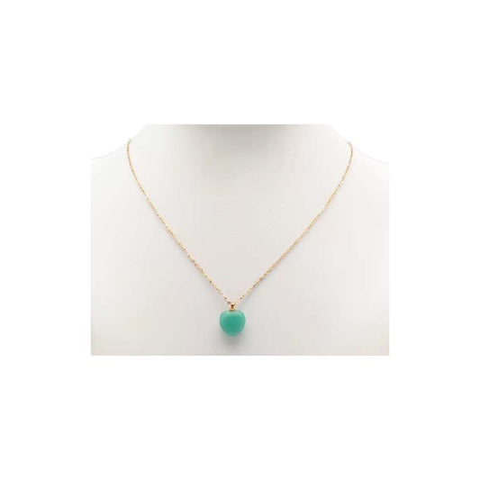 Halskette Herz Naturstein 18K vergoldet Anhänger