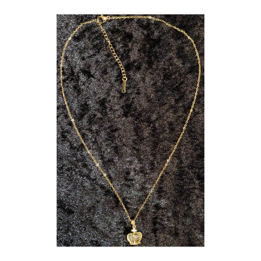 Damen Halskette mit Charm Kronen Symbol Königskrone Anhänger vergoldet