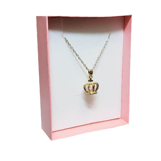 Damen Halskette mit Charm Kronen Symbol Königskrone Anhänger vergoldet