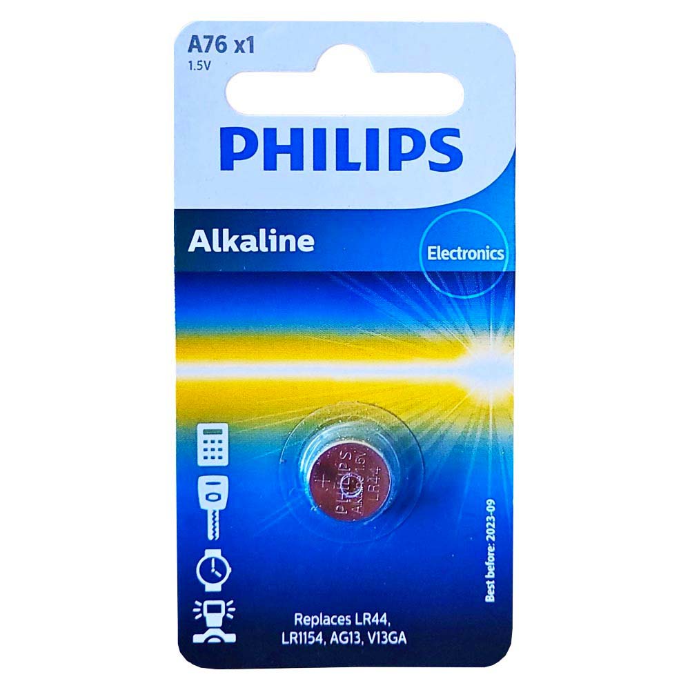 Philips Alkaline Batterie Knopfzelle A76-LR44-LR154- AG13-V13GA