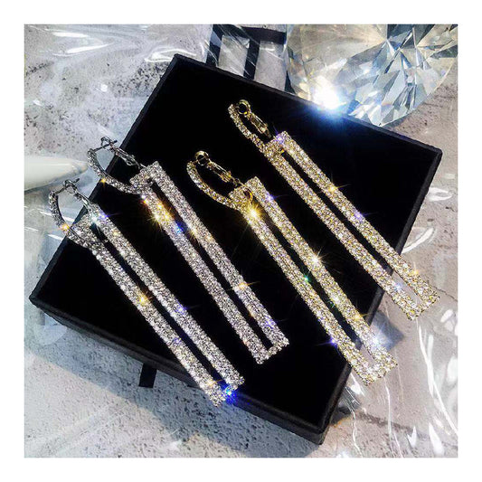 Rechteckig-geometrische Ohrringe in glänzender Optik Gold