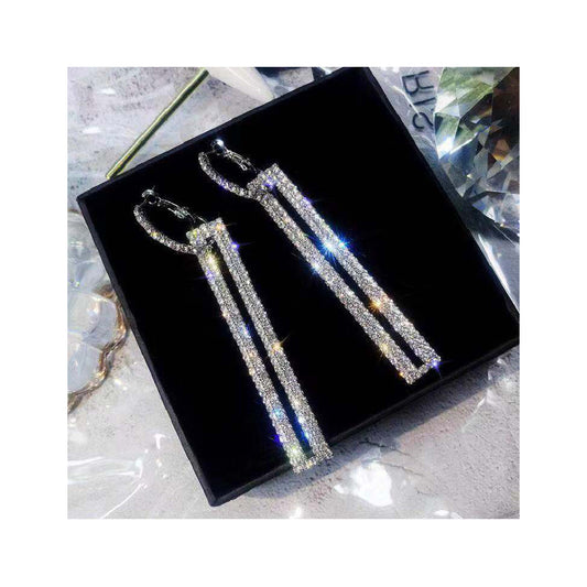 Rechteckig-geometrische Ohrringe in glänzender Optik Silber