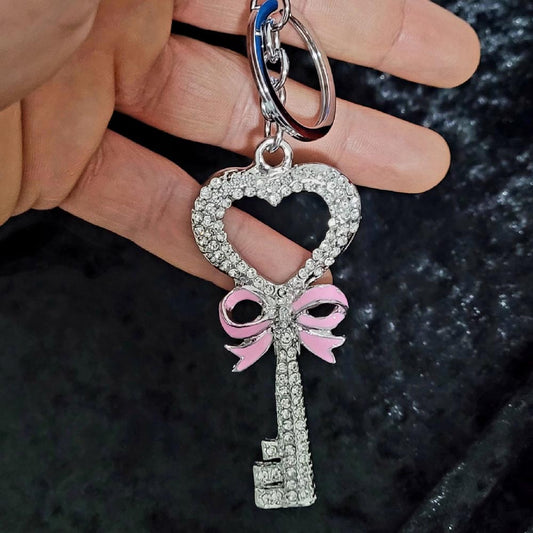 Schlüsselanhänger Schlüsselbund mit Strass Schlüssel Dekor Anhänger Silber Farbe