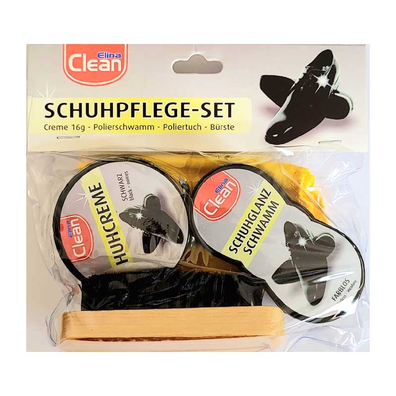 Schuhpflegeset im Beutel mit Header 4tlg