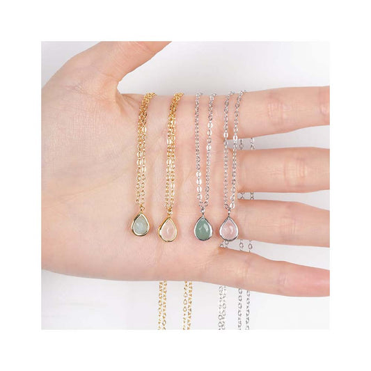 Wassertropfen Halskette Steinschmuck