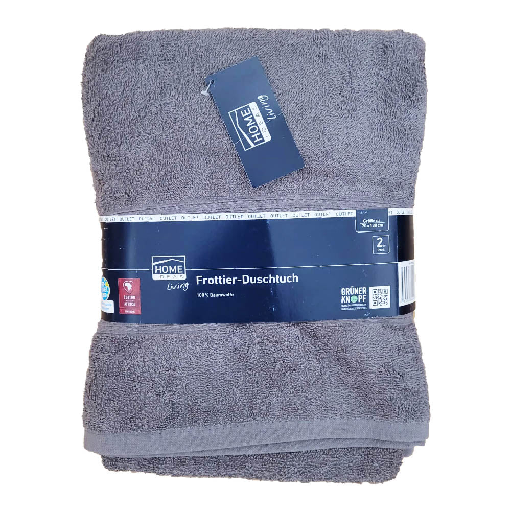 2er Frottier-Duschtuch Handtücher 70x130 cm von Home Ideas Grau