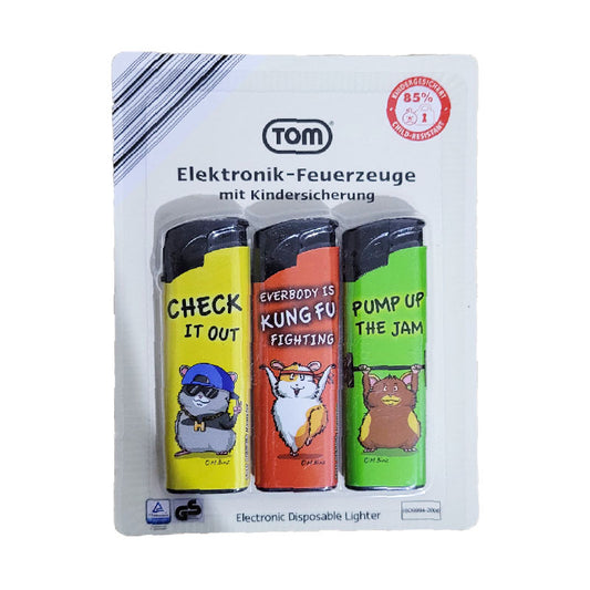 Elektronik Einwegfeuerzeug 3er mit Kindersicherung von Tom