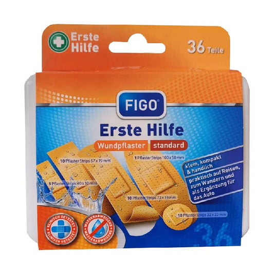 Erste Hilfe Box 36 teilig Wundpflaster Standard in Kunststoff Box