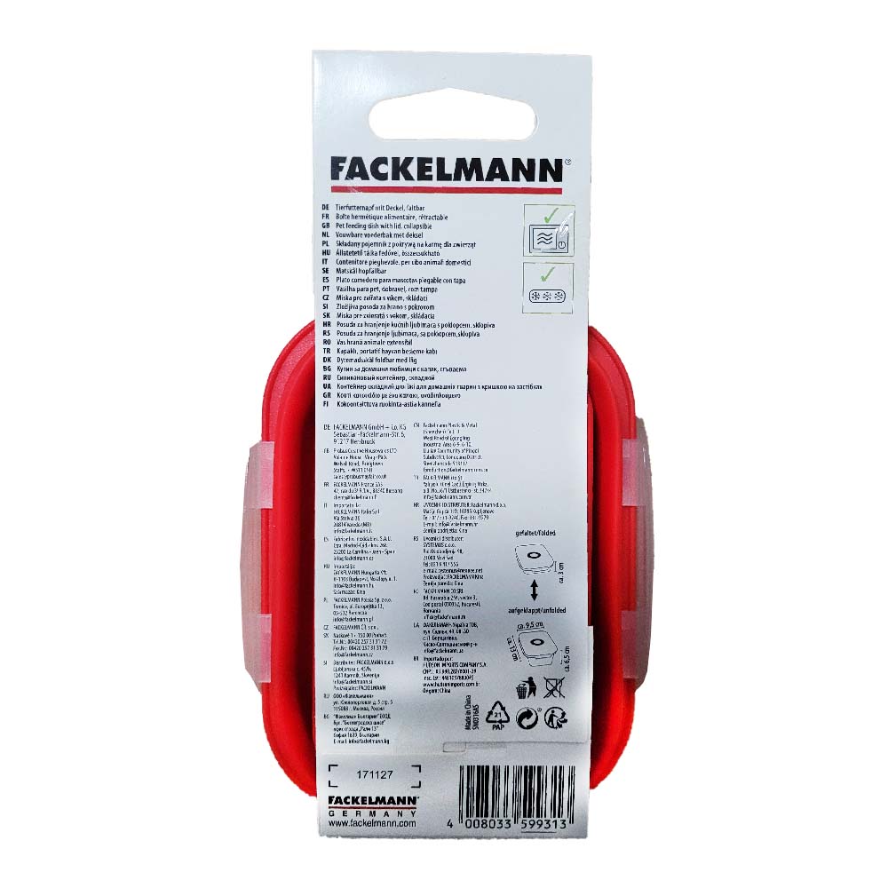 Fackelmann Tierfutternapf mit Deckel Faltbarer Hundenapf Katzennapf