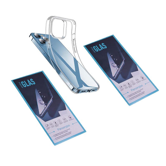 iPhone 13 - 13 PRO MAX Hülle + 2x Schutzglas, Panzerglas 9H transparent