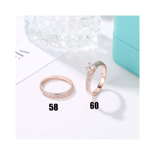 2x Damen Ring mit Zirkonia Rose Gold Set