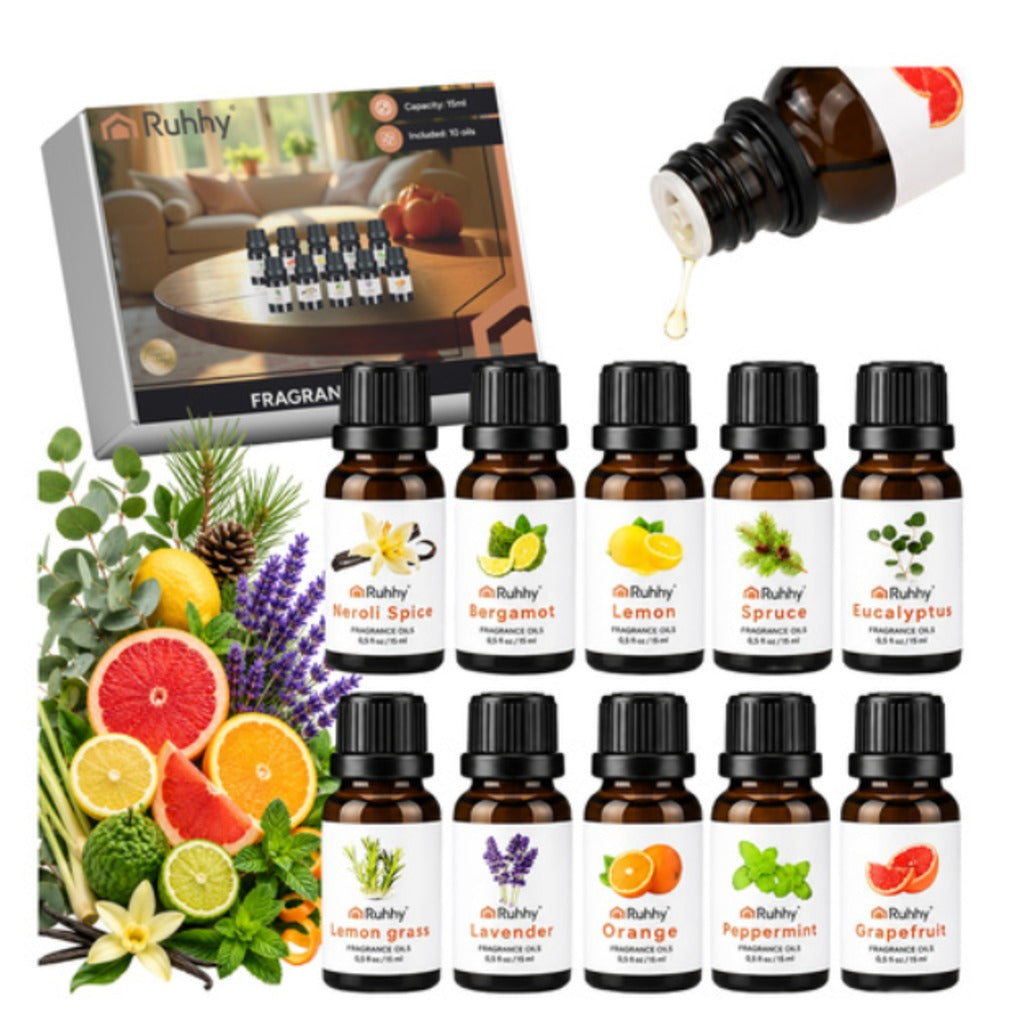 Ruhhy 10 Duftöl Set 10x15 ml ätherische Öle für Diffusor und Luftbefeuchter in eleganter Samtbox – Bild 12