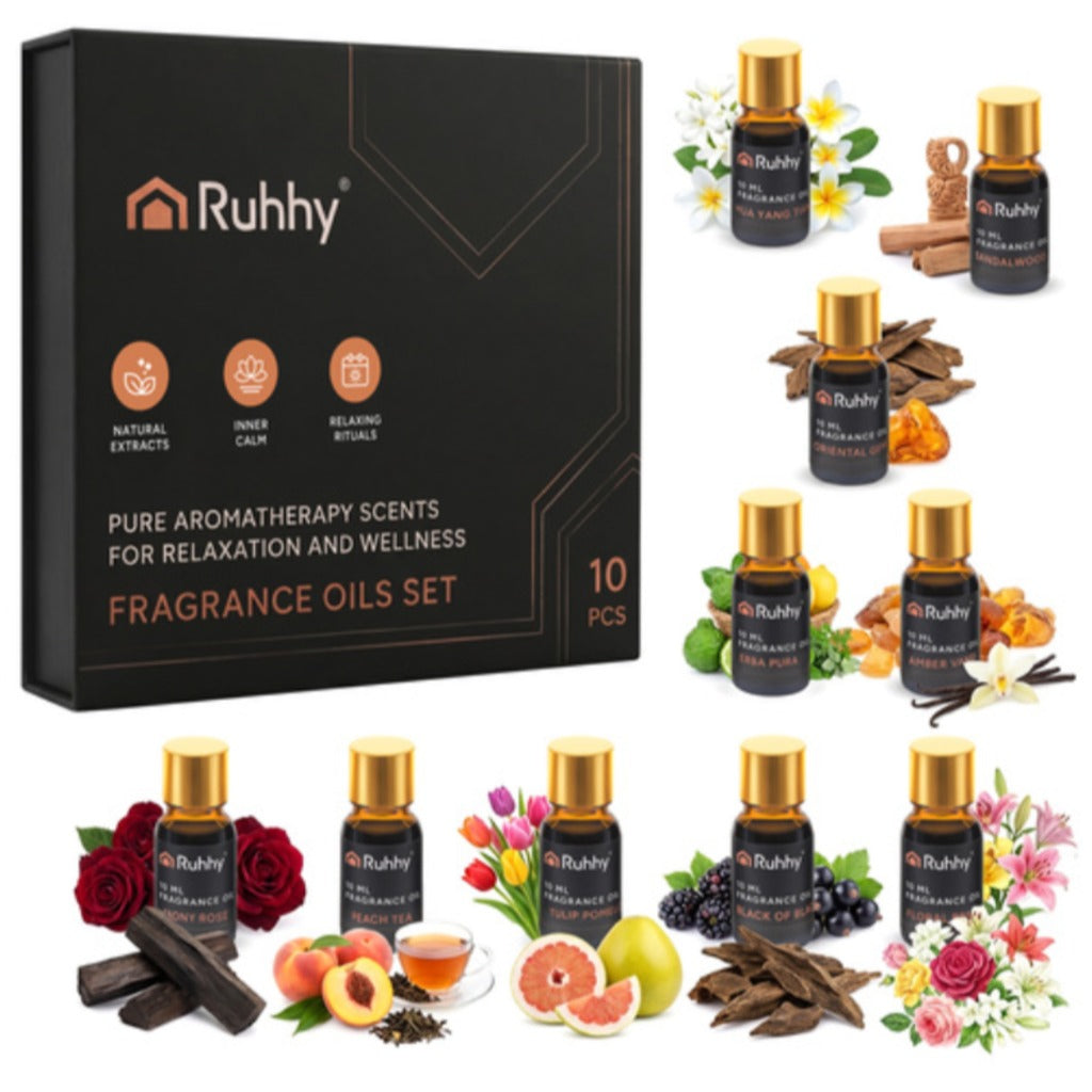 Ruhhy 10 Duftöl Set 10x10ml – Ätherische Öle Diffusor – Da Meso