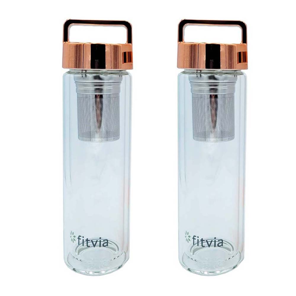 Fitvia Thermo Bottle Flasche mit Teesieb Fittea Rose Gold