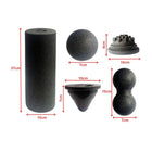 5-in-1 Faszienrollen Set mit Faszienrolle 37cm, Duoball, Massageball und Kegel aus EPP-Schaumstoff schwarz – Bild 10