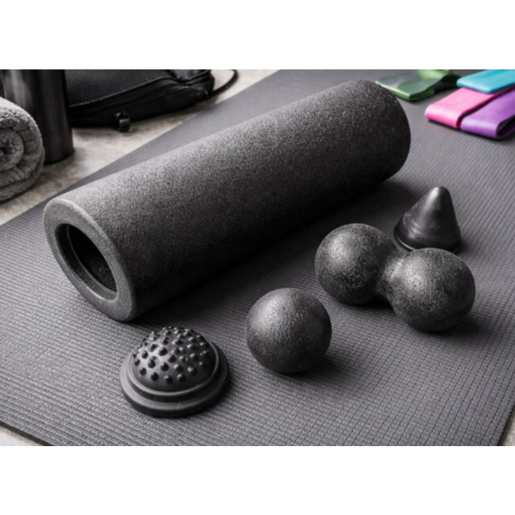 5-in-1 Faszienrollen Set mit Faszienrolle 37cm, Duoball, Massageball und Kegel aus EPP-Schaumstoff schwarz – Bild 11