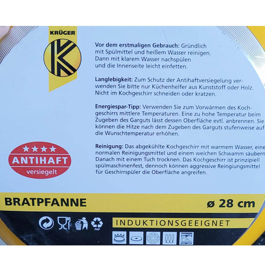 Krüger Bratpfanne für alle Herdarten geeignet Gelb  28cm