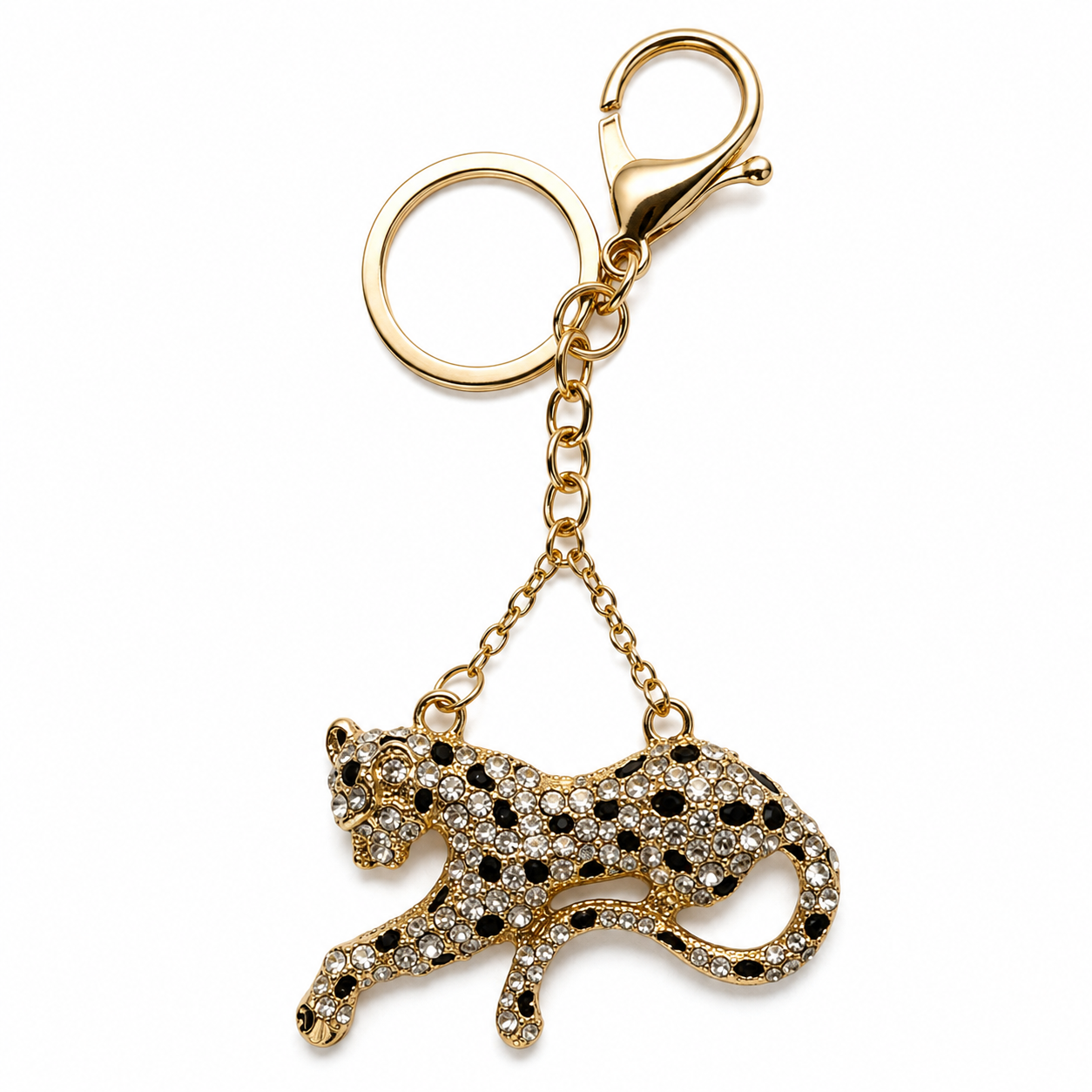 Strass Leopard Schlüsselanhänger Glitzer Taschenanhänger Damen mit Strass-Steinen
