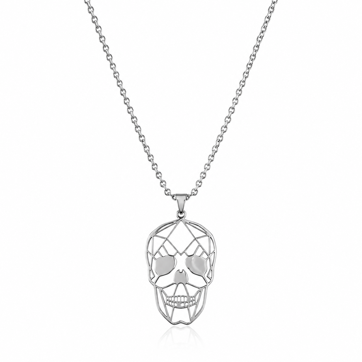 Totenkopf Halskette Herren – Edelstahl Kette mit Skull Anhänger 48–54 cm