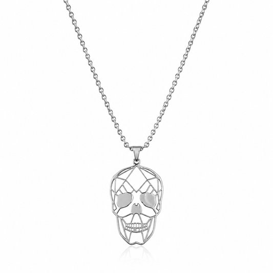 Totenkopf Halskette Herren – Edelstahl Kette mit Skull Anhänger 48–54 cm
