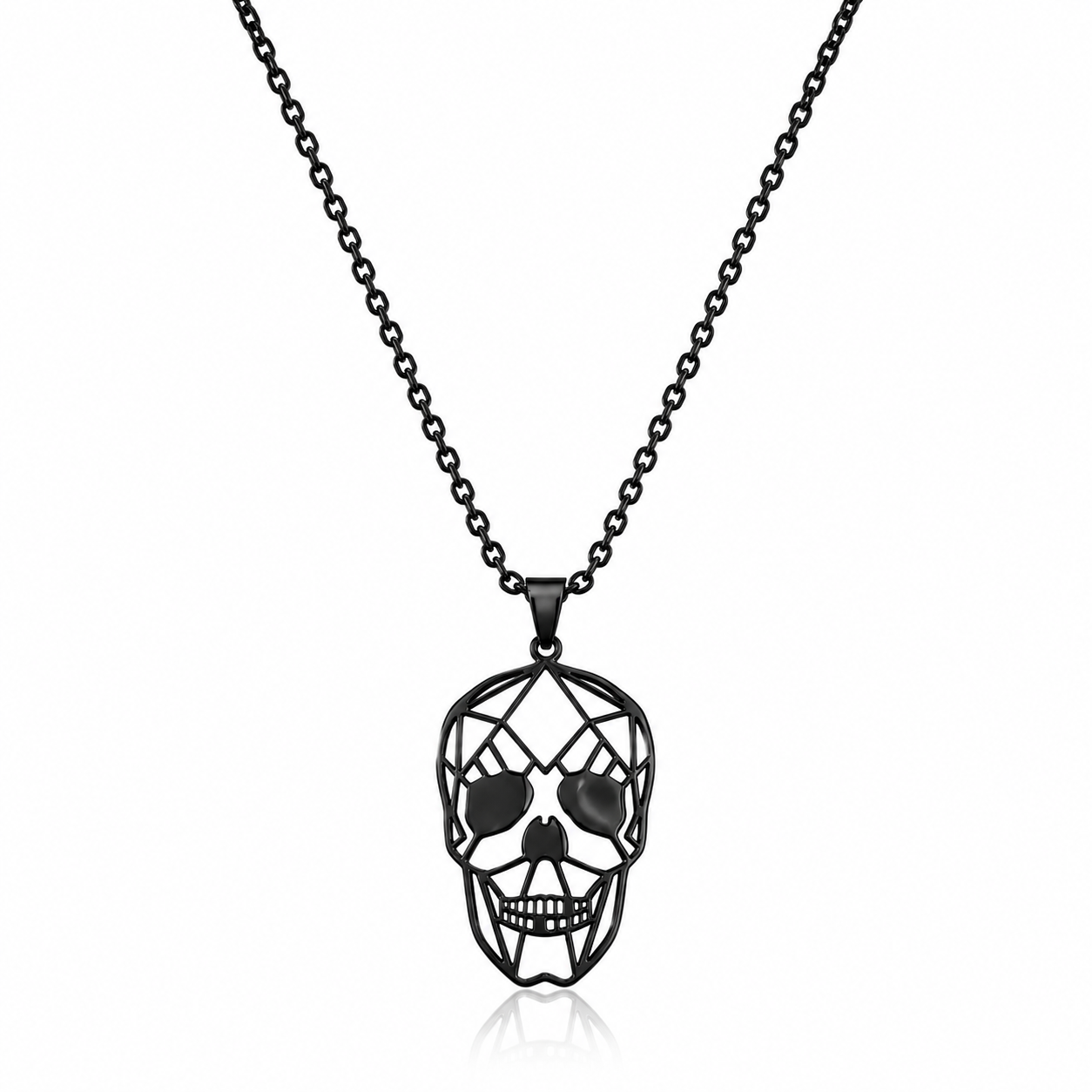 Totenkopf Halskette Herren – Edelstahl Kette mit Skull Anhänger 48–54 cm