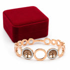 Damen Armreif Lebensbaum mit Strass – Goldfarbe – Eleganter Edelstahl Armreif