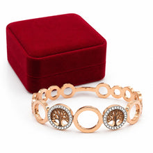 Damen Armreif Lebensbaum mit Strass – Goldfarbe – Eleganter Edelstahl Armreif