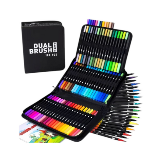Dual Brush Marker 100 Farben Doppelseitige Aquarellstifte Set mit Etui