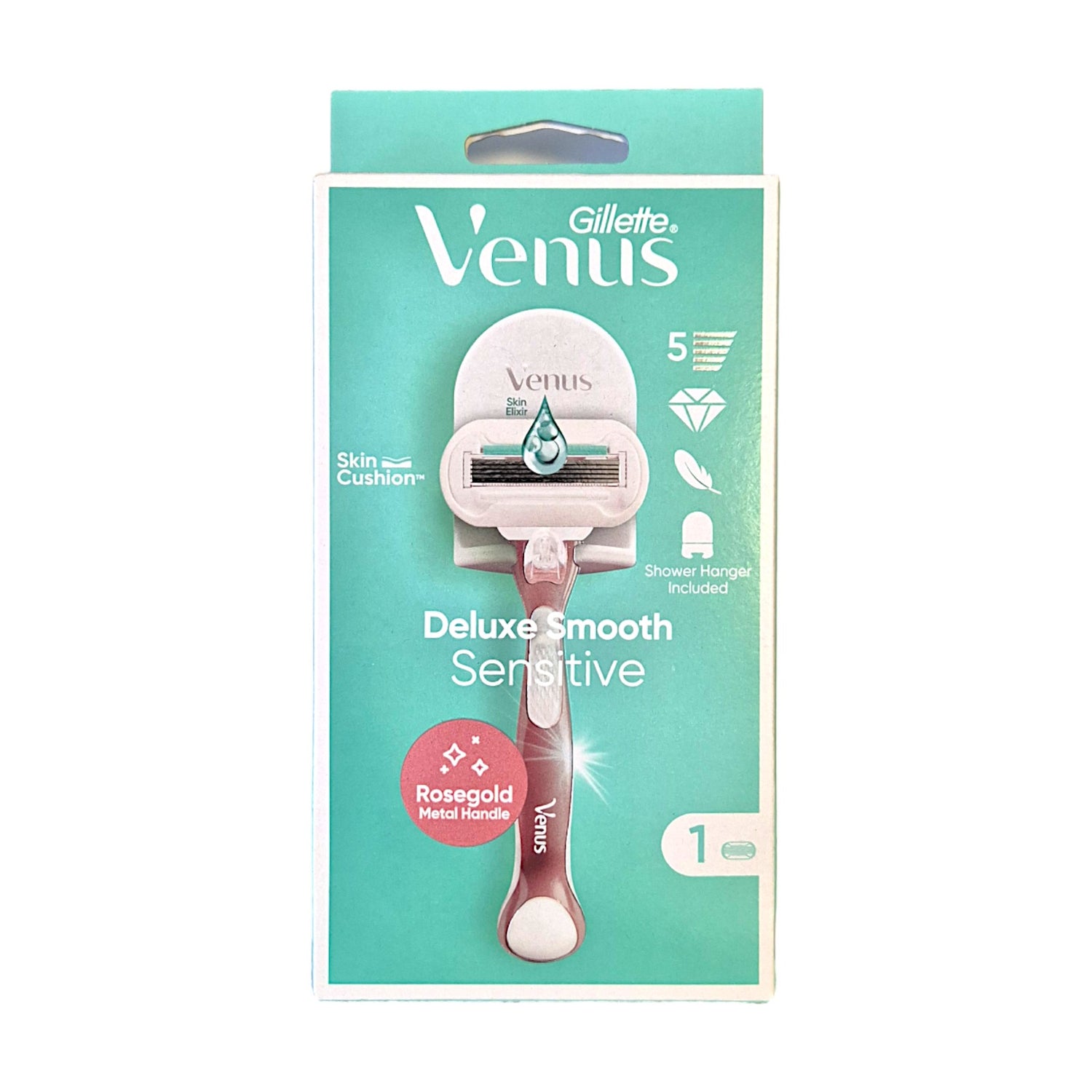 Gillette Venus Deluxe Smooth Sensitive Rasierer Rosegold mit Duschhalterung 