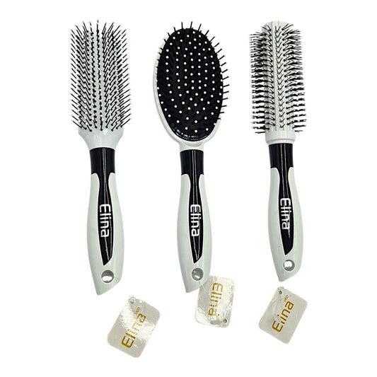 Haarbürste Set 3 Teilig von Elina in Schwarz und Weiß