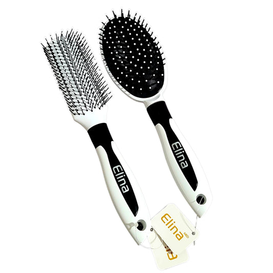 Set di spazzole per capelli 2 pezzi di Elina in bianco e nero