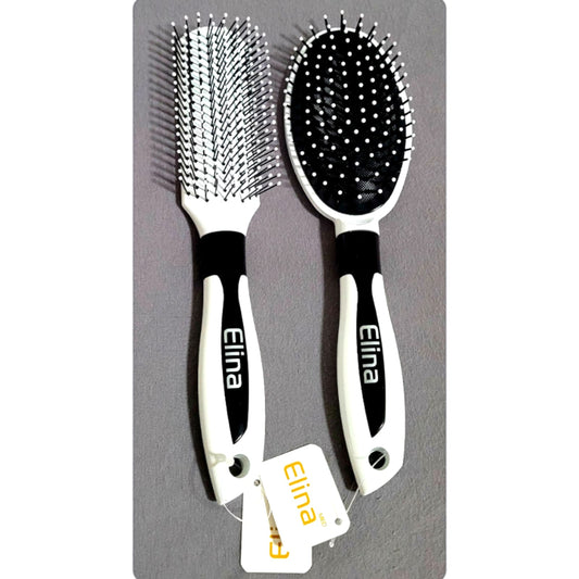 Set di spazzole per capelli 2 pezzi di Elina in bianco e nero