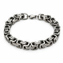 Men's Silver Bracelet – Solid Stainless Steel Link Bracelet in Byzantine Design