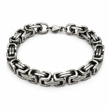Herren Armband Silber – Massives Edelstahl Gliederarmband im Byzantine Design