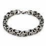 Men's Silver Bracelet – Solid Stainless Steel Link Bracelet in Byzantine Design