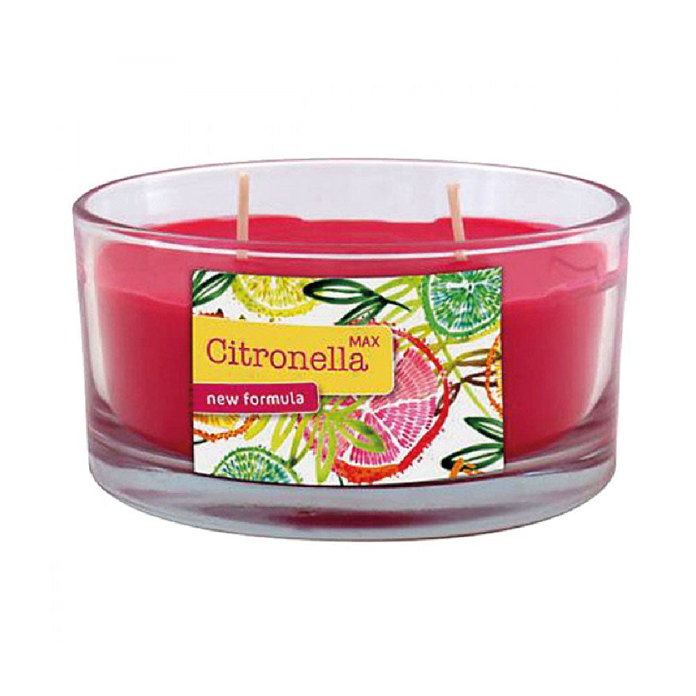 Kerze Citronella 250g rot in Glas mit 2 Dochten