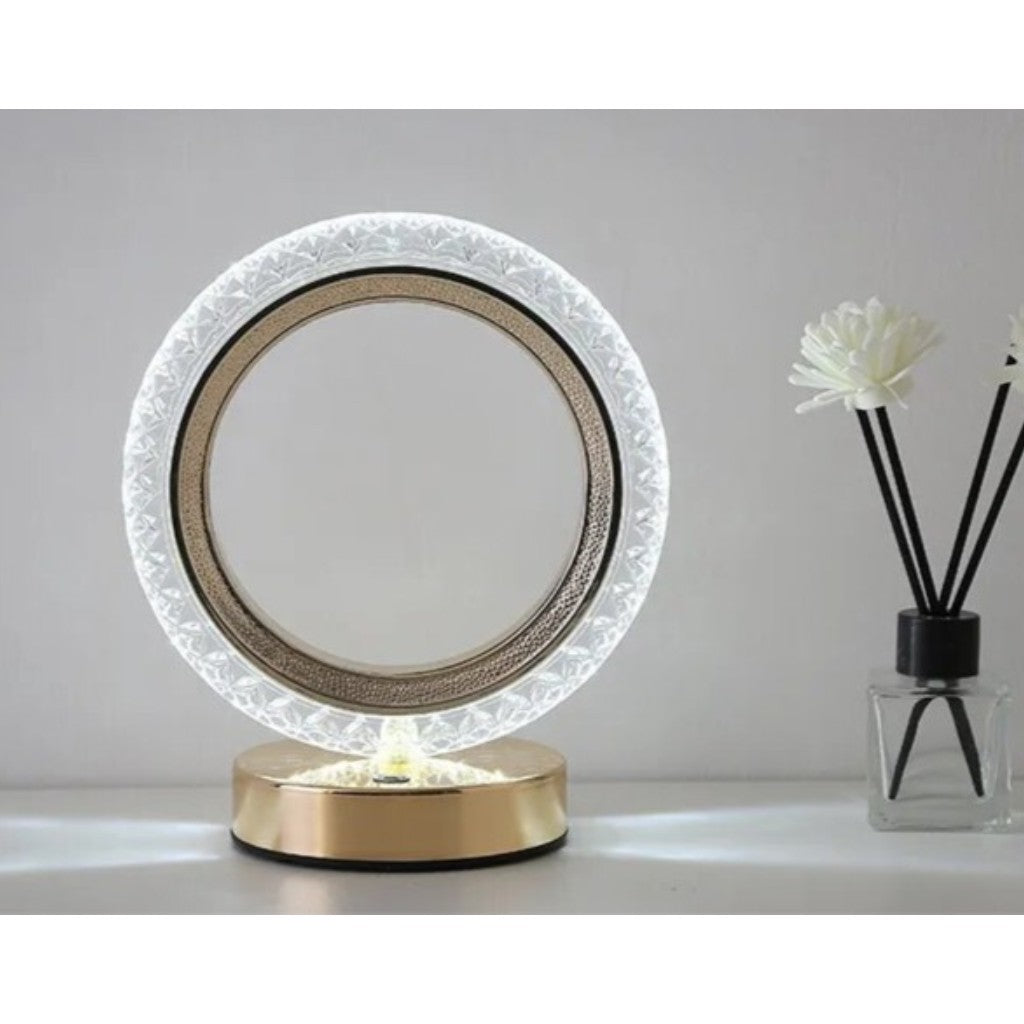 Kristall Tischlampe Ringform, RGB LED Nachtlicht, Schlafzimmerbeleuchtung