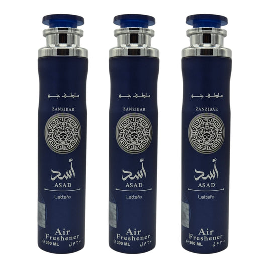 Lattafa Raumduft Set Lufterfrischer Asad Zanzibar 3x300ml=900ml