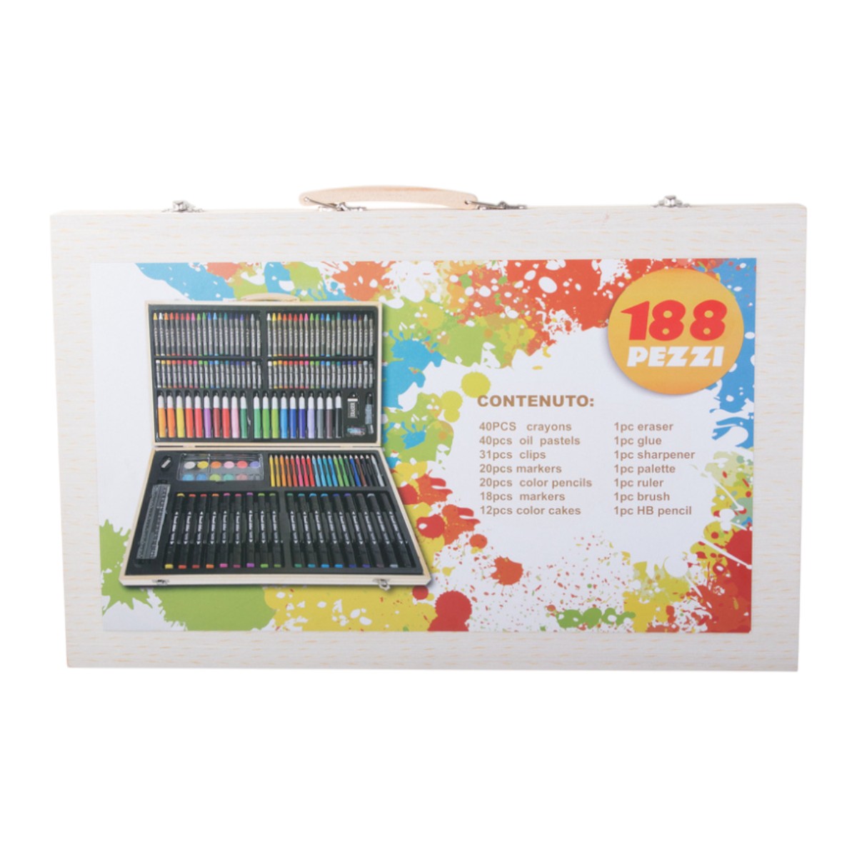 Artist’s Set Zeichen & Malkoffer 188-teilig im tragbaren Holzkoffer