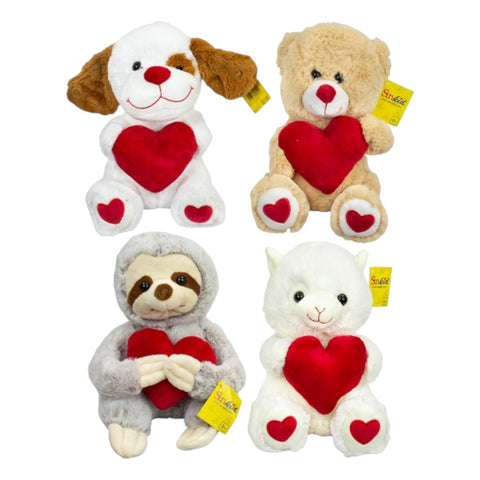 Plüschtiere mit Herz Kuscheltier Geschenk 25 cm 4süße Designs 1 Stk.