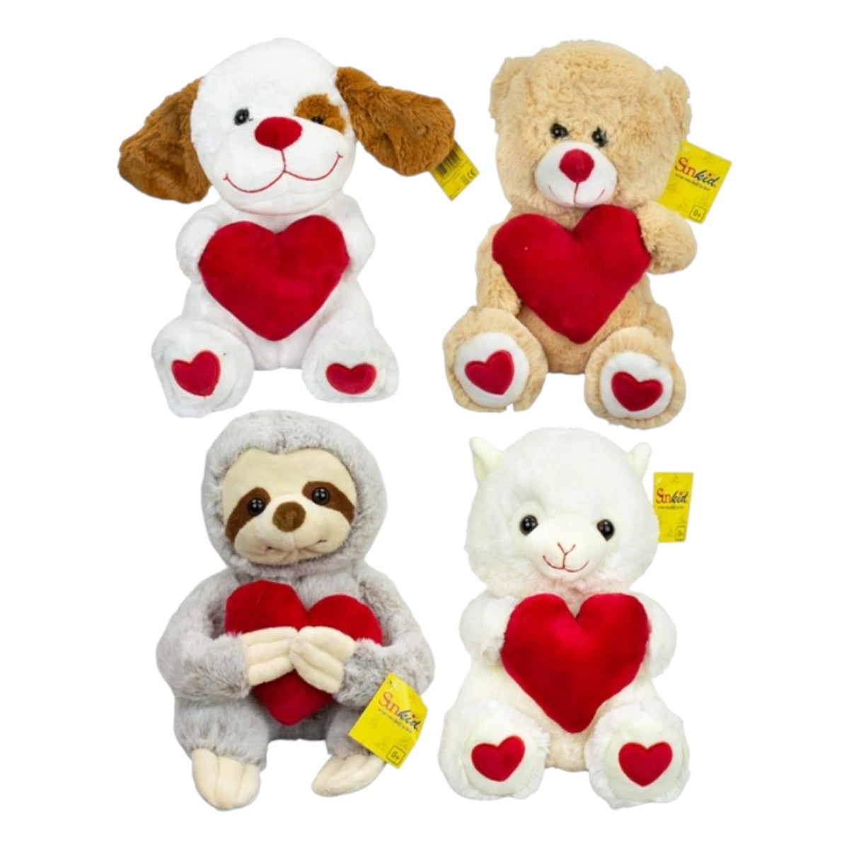 Plüschtiere mit Herz Kuscheltier Geschenk 25 cm 4süße Designs 1 Stk.