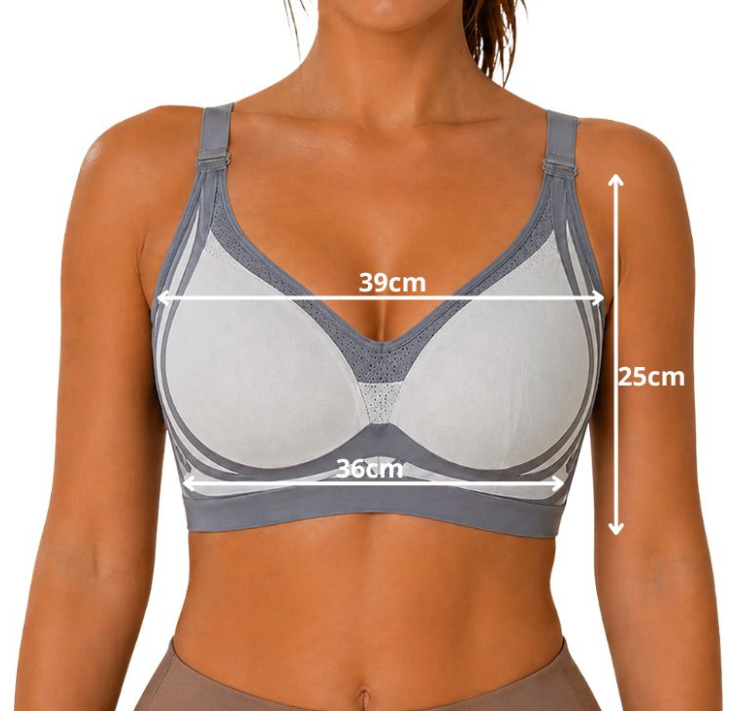 Sport BH Damen Nahtlos Push Up ohne Bügel in Grau – mit Einlagen, 80% Nylon 20% Elasthan
