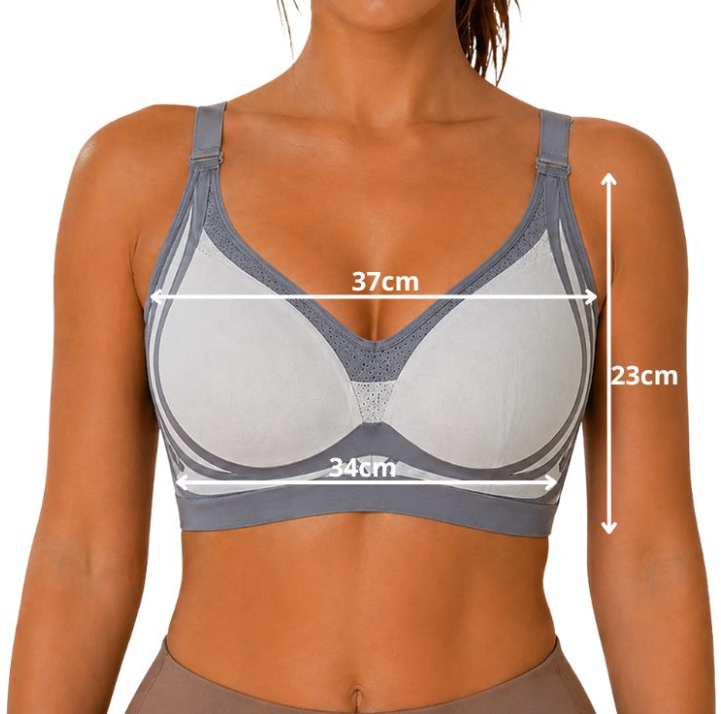 Sport BH Damen Nahtlos Push Up ohne Bügel in Grau – mit Einlagen, 80% Nylon 20% Elasthan