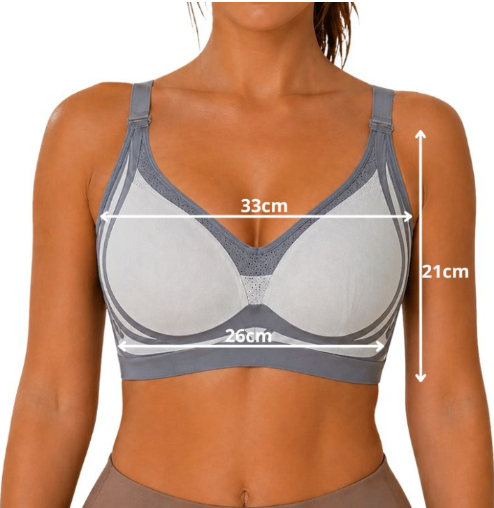 Sport BH Damen Nahtlos Push Up ohne Bügel in Grau – mit Einlagen, 80% Nylon 20% Elasthan