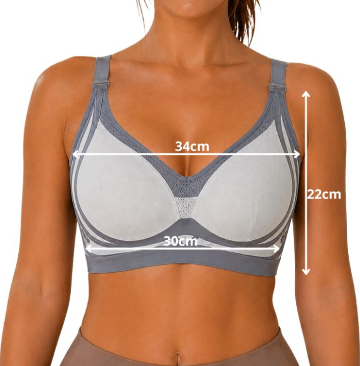 Sport BH Damen Nahtlos Push Up ohne Bügel in Grau – mit Einlagen, 80% Nylon 20% Elasthan