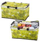 faltbarer Thermokorb 48x28x22 cm – isolierter Picknickkorb mit Blumenmuster und Aluminiumrahmen