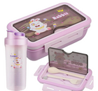 Kinder Lunchbox Set mit Trinkflasche 500 ml und Besteck – auslaufsichere Brotdose 1100 ml rosa für Schule und Kindergarten