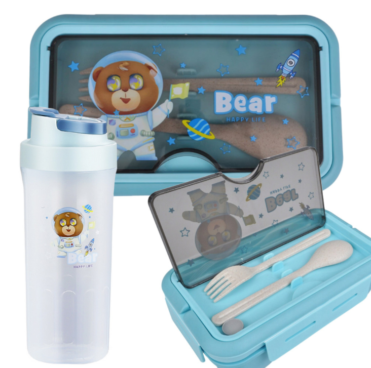 Kinder Lunchbox Set mit Trinkflasche 500 ml und Besteck – auslaufsichere Brotdose 1100 ml rosa für Schule und Kindergarten