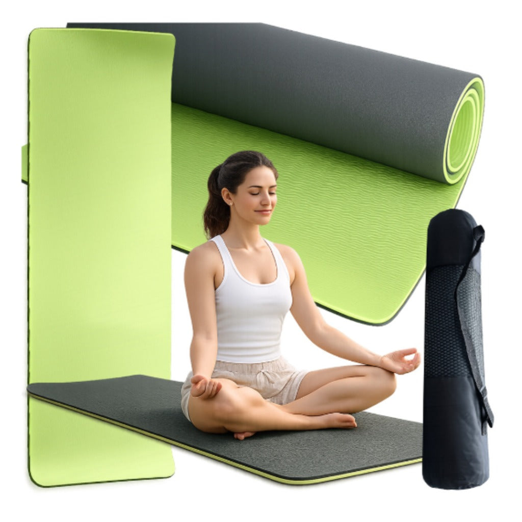 Yogamatte Gymnastikmatte 183x60 cm grün – Übungsmatte für Yoga, Pilates und Fitness mit Schutzhülle