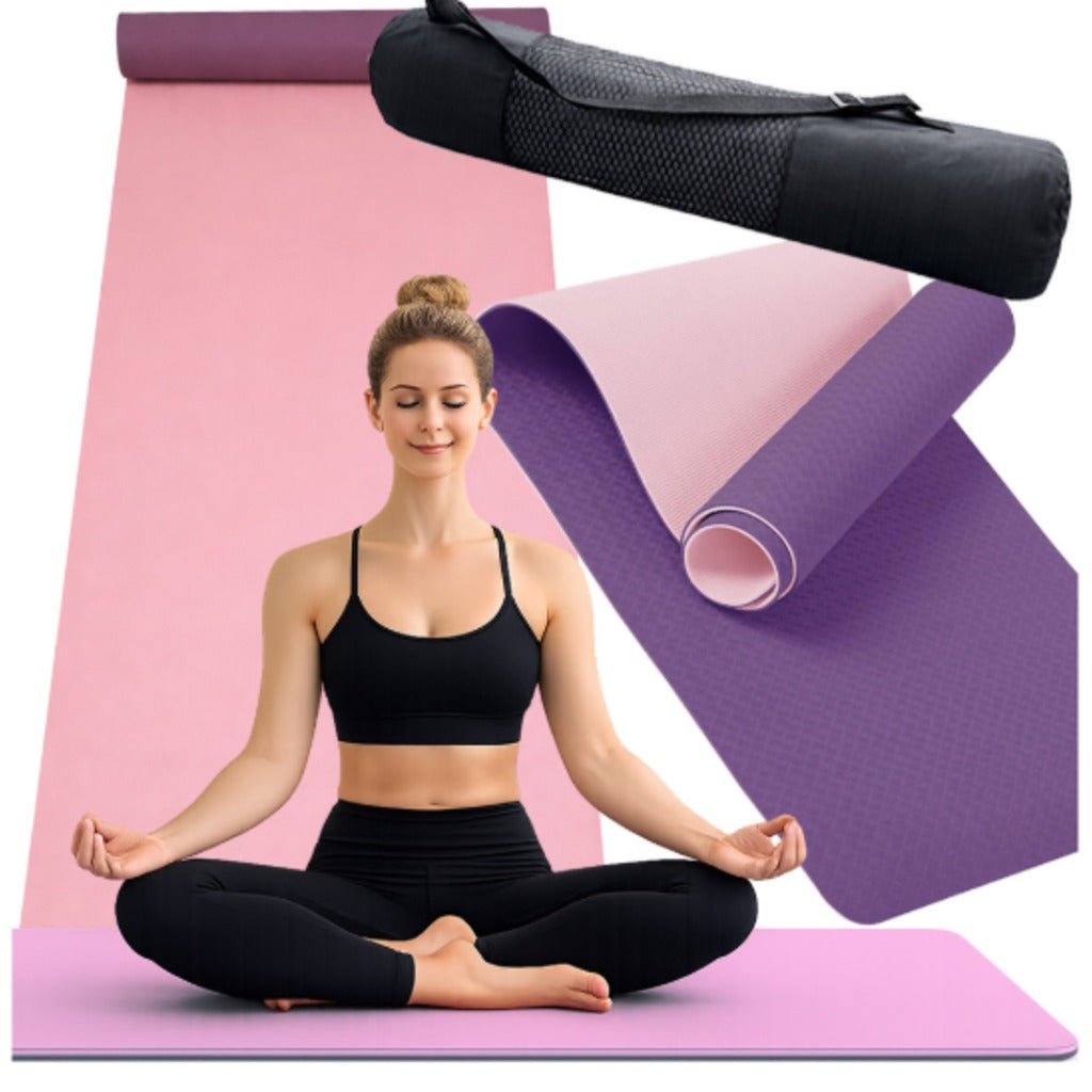Yogamatte Gymnastikmatte 183x60 cm grün – Übungsmatte für Yoga, Pilates und Fitness mit Schutzhülle